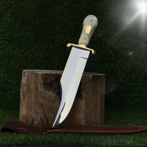 Iron Mistress Knife Value History Replica 440C Steel Blade & Mother Pearl Handle with Leather Sheath