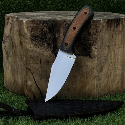 Dundee 1095 Carbon Steel Outdoor Utility Tool with Micarta Handle & Leather Sheath