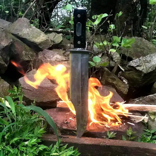 USA 1952 Movie Inspired Bowie Knife 440C Steel Exact Replica 17.5" | Utility Knife Historic Inspiration USA Knives Outdoor Knives Black Resin Handle Leather Sheath