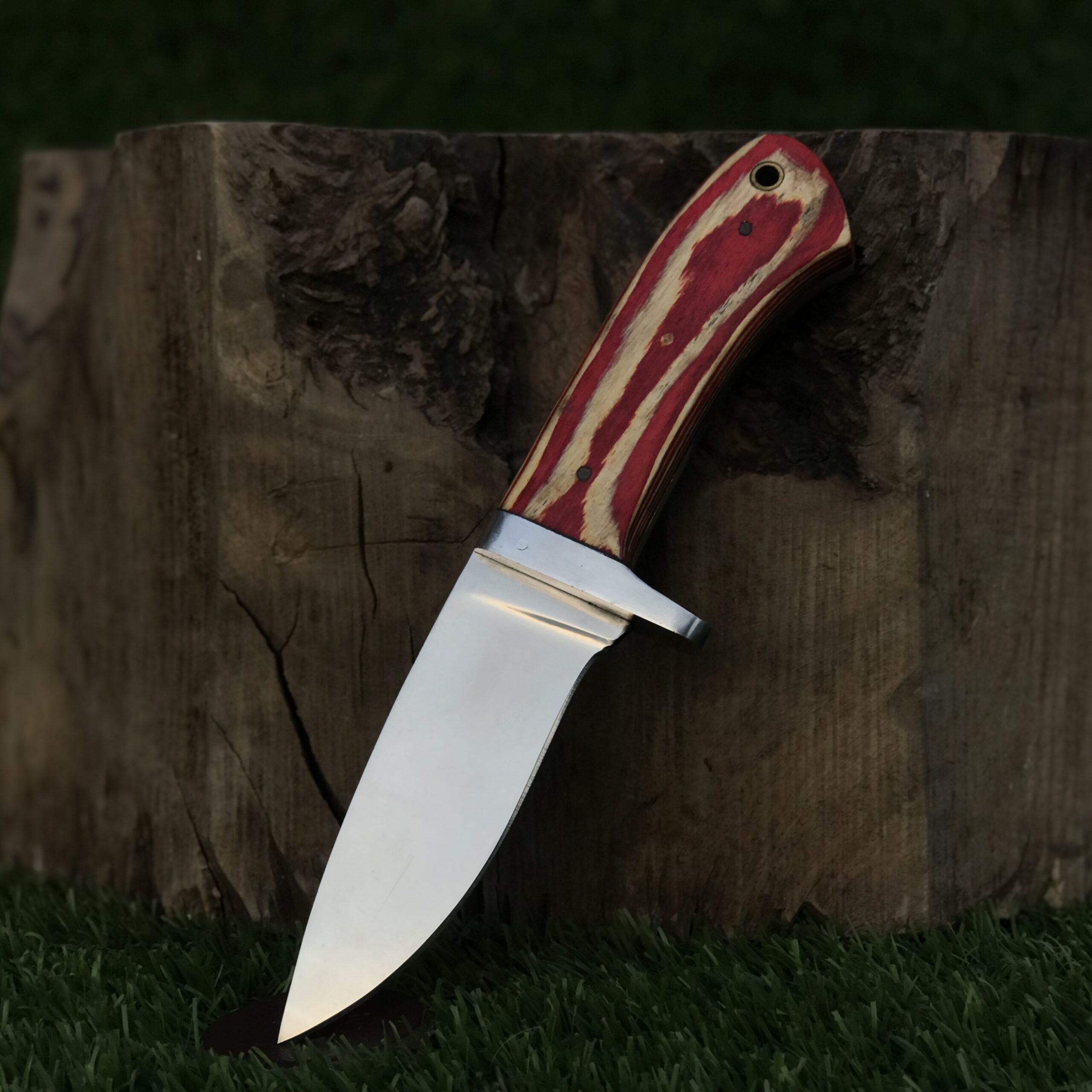 Compact Outdoor Knife with Mirror Polish Steel Blade Color Wood Handle Gardening Knife Camping Utility Knife