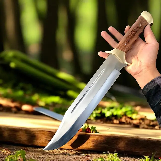 USA D2 Steel Bowie Knife Historical Replica 17" Clip Point | Utility Knife Historic Inspiration USA Knives Outdoor Knives Rosewood Handle Brass Guard Leather Sheath USA D2 Steel Bowie Knife Historical Replica 17" Clip Point | Utility Knife Historic Inspiration USA Knives Outdoor Knives Rosewood Handle Brass Guard Leather Sheath