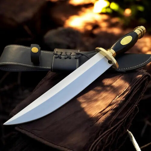 USA Searles Fowler Bowie Knife Historical Replica 17" Mirror Polish 3/16" Blade | Utility Knife Historic Inspiration USA Knives Outdoor Knives Resin Handle Leather Sheath