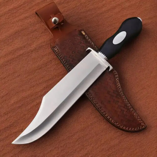 USA Iron Mistress Bowie Knife Historical Replica 17" Clip Point Polished Blade | Utility Knife Historic Inspiration USA Knives Outdoor Knives Resin Handle Leather Sheath MBG-FD