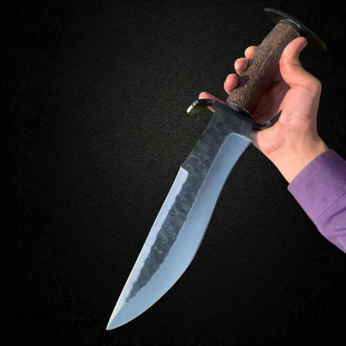 USA handmade Bowie knife BGFD-HJK 17 inch 1095 carbon steel mirror polish blade stag antler handle leather sheath hunting camping knife full view