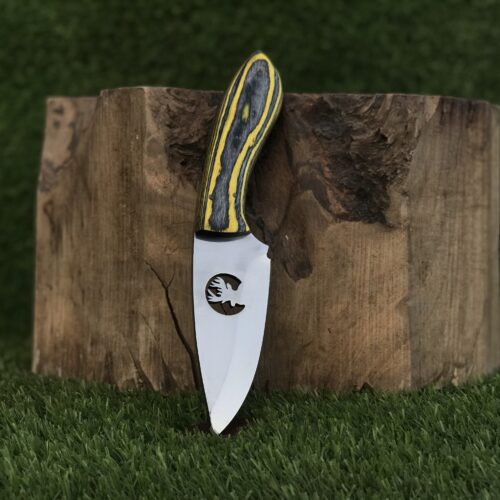 CNC Engraved Outdoor Knife with Mirror Polish Blade – Color Wood Handle Gardening Knife Camping Utility Knife