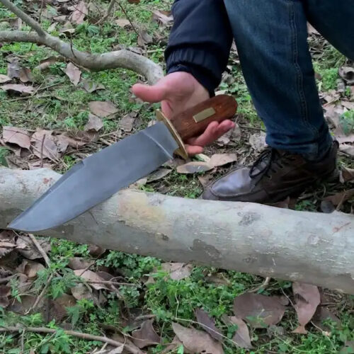 USA Dundee Bowie Knife 1095 Carbon Steel 17" Historic Replica | Utility Knife Historic Inspiration USA Knives Outdoor Knives Rosewood Handle Leather Sheath