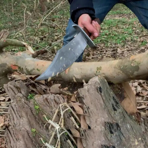 USA 1095 steel Bowie knife 17 inch drop point blade full flat grind full tang rosewood handle outdoor hunting camping utility knife full view