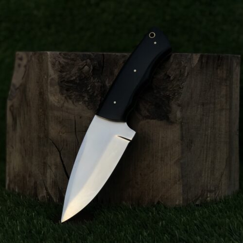 Compact Outdoor Knife with Mirror Polish Blade Black Resin Handle Gardening Knife Camping Utility Knife