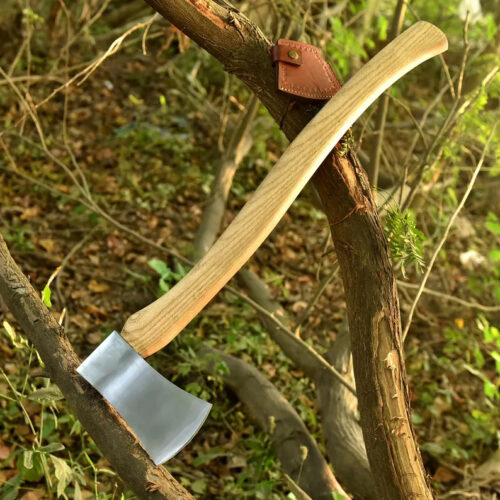 handmade 28 inch felling axe railroad steel ash wood handle forestry chopping axe firewood splitting tool bushcraft outdoor axe full view heavy duty