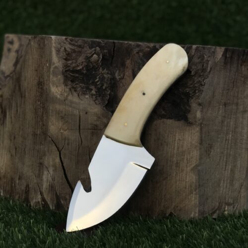 Compact Outdoor Knife with Mirror Polish Blade Off White Handle Gardening Knife Camping Utility Knife