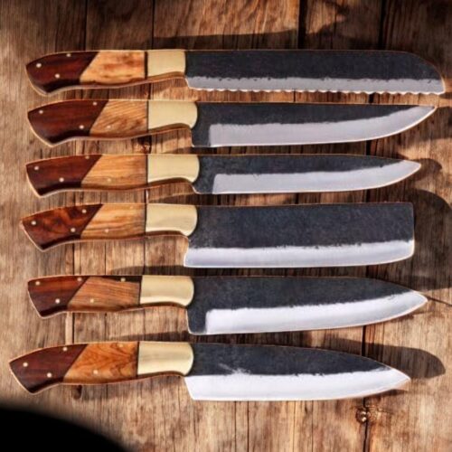 J2 Steel Culinary Chef Knife Set – Handmade Kitchen Knives with Leather Sheath