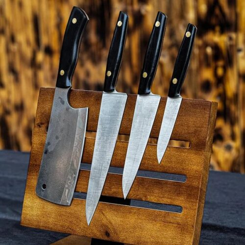 Handmade 6-Piece Culinary Kitchen Knife Set – High Carbon Steel Blades with Wooden Stand