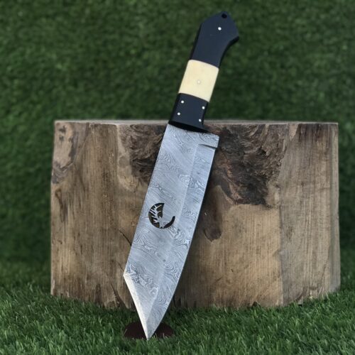 Handcrafted Outdoor Knife with Damascus Steel Blade Black Resin Handle Gardening Knife for Camping Utility Use