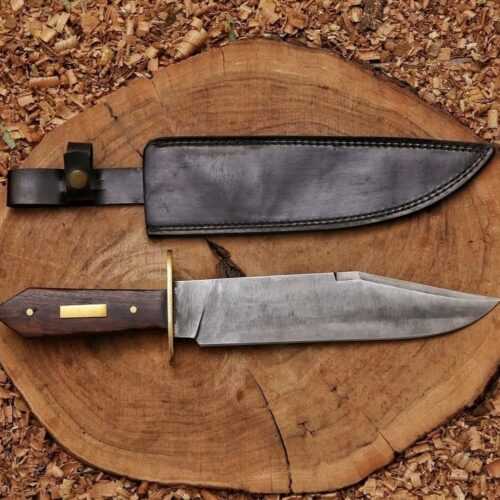 Jim Bowie Replica Handmade Knife High Carbon Steel 15" | Utility Knife Historic Inspiration USA Knives Outdoor Knives Wood Handle Brass Guard with Sheath