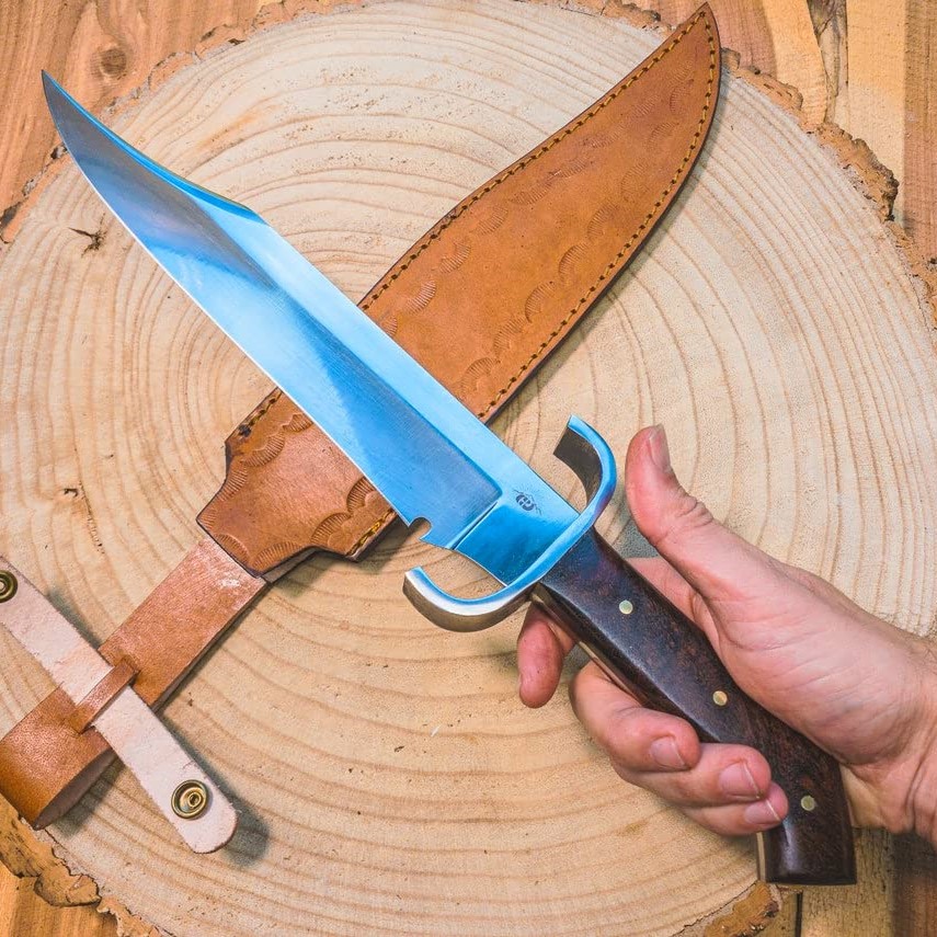 USA Bowie Training Knife J2 Steel Clip Point 16" Mirror Polish | Utility Knife Historic Inspiration USA Knives Outdoor Knives Rosewood Handle Lightweight Edition with Sheath USA Bowie Training Knife J2 Steel Clip Point 16" Mirror Polish | Utility Knife Historic Inspiration USA Knives Outdoor Knives Rosewood Handle Lightweight Edition with Sheath - Image 2