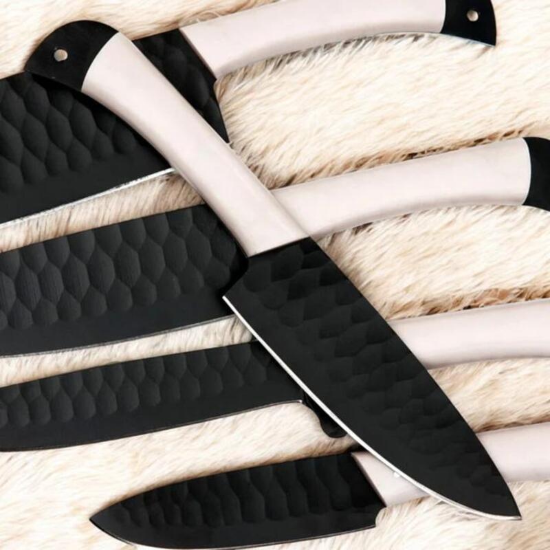 Precision Culinary Knife Kit – 5 Piece Handmade D2 Steel Kitchen Set with Resin Handles & Leather Carry Case - Image 2