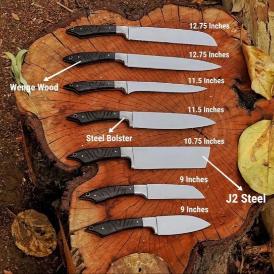 Professional 7-Piece Culinary Chef Knife Set – Stainless Steel Blades with Dark Wooden Handles & Storage Professional 7-Piece Culinary Chef Knife Set – Stainless Steel Blades with Dark Wooden Handles & Storage - Image 2