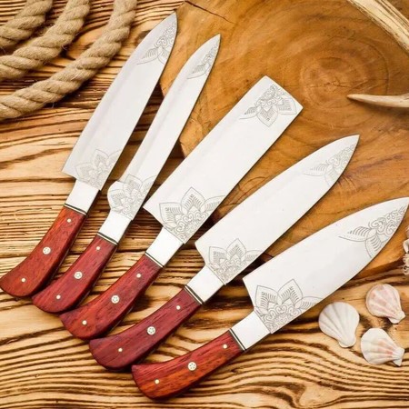 Custom Handmade Engraved Chef Knife – Wood Handle for Culinary & Kitchen Use Custom Handmade Engraved Chef Knife – Wood Handle for Culinary & Kitchen Use - Image 2