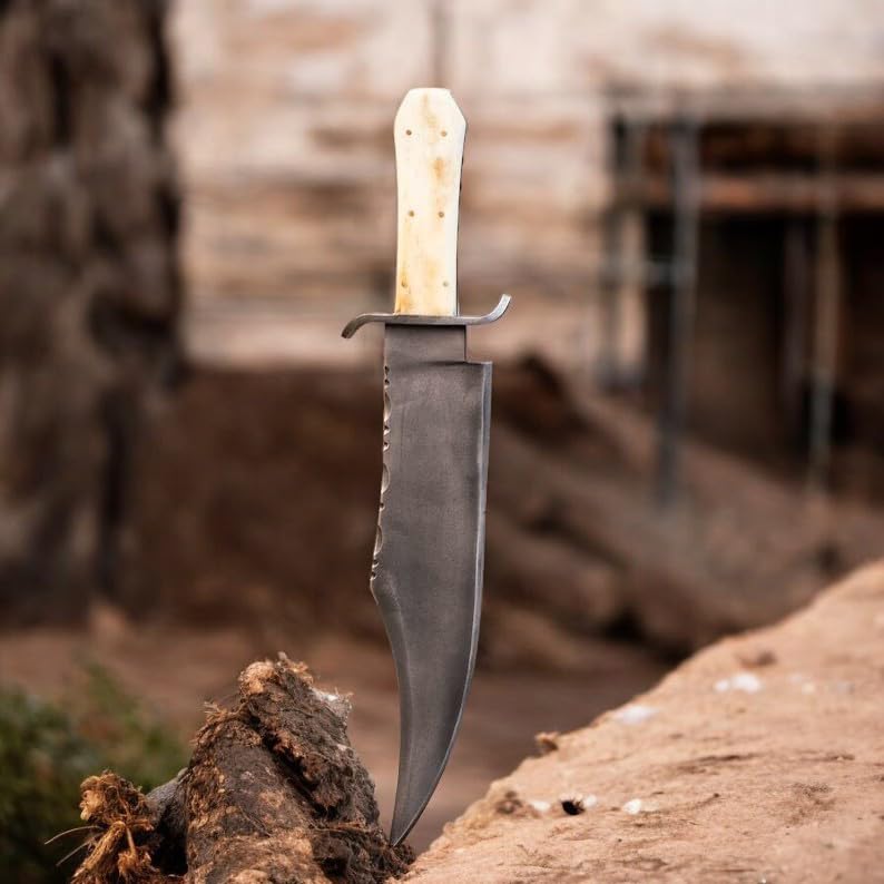 Jim Bowie Iron Mistress Historical Replica Knife 1095 Carbon Steel Full Tang | Utility Knife Historic Inspiration USA Knives Outdoor Knives Bone Handle Leather Sheath Jim Bowie Iron Mistress Historical Replica Knife 1095 Carbon Steel Full Tang | Utility Knife Historic Inspiration USA Knives Outdoor Knives Bone Handle Leather Sheath - Image 3