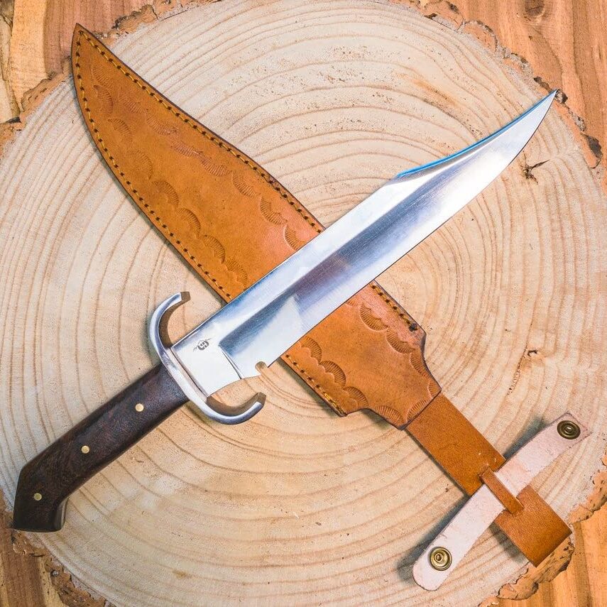 USA Bowie Training Knife J2 Steel Clip Point 16" Mirror Polish | Utility Knife Historic Inspiration USA Knives Outdoor Knives Rosewood Handle Lightweight Edition with Sheath USA Bowie Training Knife J2 Steel Clip Point 16" Mirror Polish | Utility Knife Historic Inspiration USA Knives Outdoor Knives Rosewood Handle Lightweight Edition with Sheath - Image 3