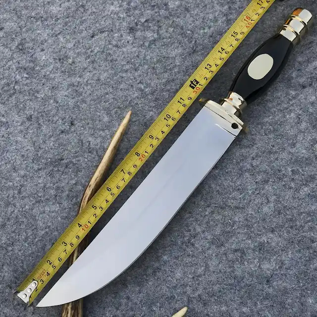 USA Searles Historical Bowie Knife 17" Mirror Polish Blade | Utility Knife Historic Inspiration USA Knives Outdoor Knives Black Resin Handle Brass Guard Leather Sheath USA Searles Historical Bowie Knife 17" Mirror Polish Blade | Utility Knife Historic Inspiration USA Knives Outdoor Knives Black Resin Handle Brass Guard Leather Sheath - Image 3