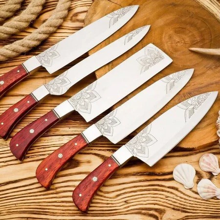 Custom Handmade Engraved Chef Knife – Wood Handle for Culinary & Kitchen Use Custom Handmade Engraved Chef Knife – Wood Handle for Culinary & Kitchen Use - Image 3