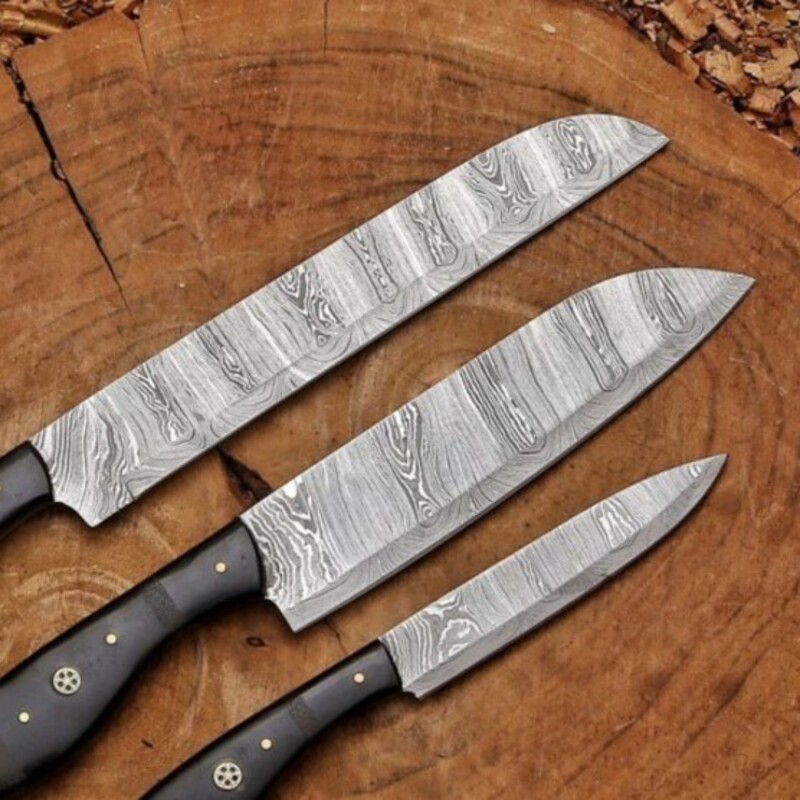 Hand-Forged 5-Piece Culinary Chef Knife Set – Bull Horn & Wengi Wood Handles with Leather Roll Bag - Image 3