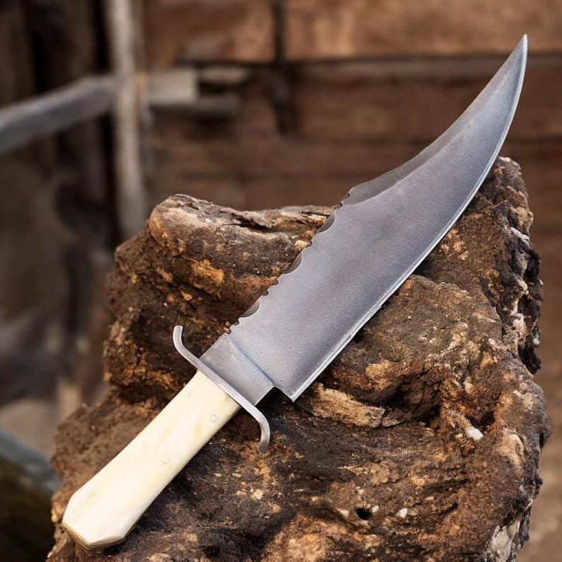 Jim Bowie Iron Mistress Historical Replica Knife 1095 Carbon Steel Full Tang | Utility Knife Historic Inspiration USA Knives Outdoor Knives Bone Handle Leather Sheath Jim Bowie Iron Mistress Historical Replica Knife 1095 Carbon Steel Full Tang | Utility Knife Historic Inspiration USA Knives Outdoor Knives Bone Handle Leather Sheath - Image 4