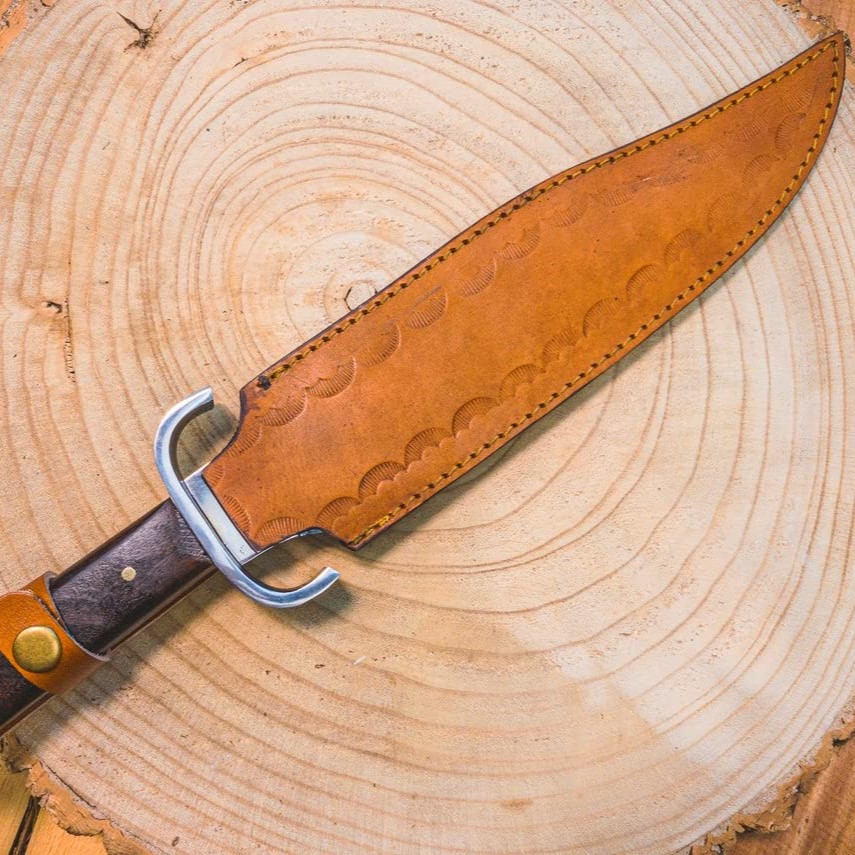 USA Bowie Training Knife J2 Steel Clip Point 16" Mirror Polish | Utility Knife Historic Inspiration USA Knives Outdoor Knives Rosewood Handle Lightweight Edition with Sheath USA Bowie Training Knife J2 Steel Clip Point 16" Mirror Polish | Utility Knife Historic Inspiration USA Knives Outdoor Knives Rosewood Handle Lightweight Edition with Sheath - Image 4