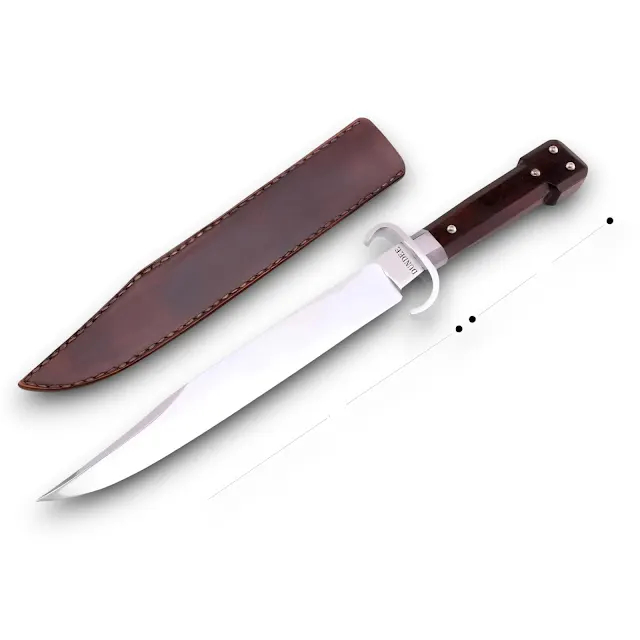 USA Dog Bowie Historical Replica Knife 1095 Carbon Steel 17" 1830s Style | Utility Knife Historic Inspiration USA Knives Outdoor Knives Wenge Wood Handle Leather Sheath USA Dog Bowie Historical Replica Knife 1095 Carbon Steel 17" 1830s Style | Utility Knife Historic Inspiration USA Knives Outdoor Knives Wenge Wood Handle Leather Sheath - Image 4