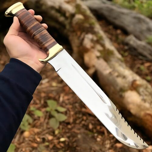 USA Bowie knife brass guard and pommel balanced safety feature traditional historical replica hunting survival knife