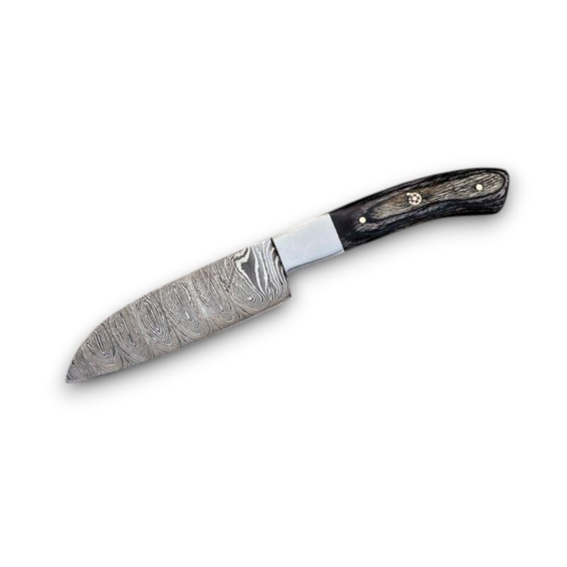 Hand-Forged 5-Piece Damascus Steel Chef Knife Set – Wood Handles with Leather Roll Bag Hand-Forged 5-Piece Damascus Steel Chef Knife Set – Wood Handles with Leather Roll Bag - Image 4