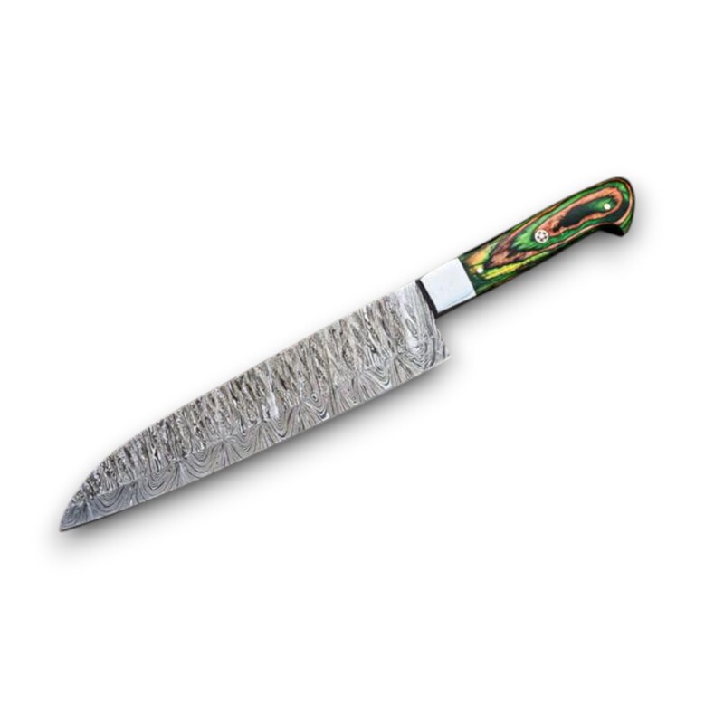 Hand-Forged 5-Piece Damascus Steel Culinary Chef Knife Set – Wood Handles with Leather Roll Bag Hand-Forged 5-Piece Damascus Steel Culinary Chef Knife Set – Wood Handles with Leather Roll Bag - Image 4