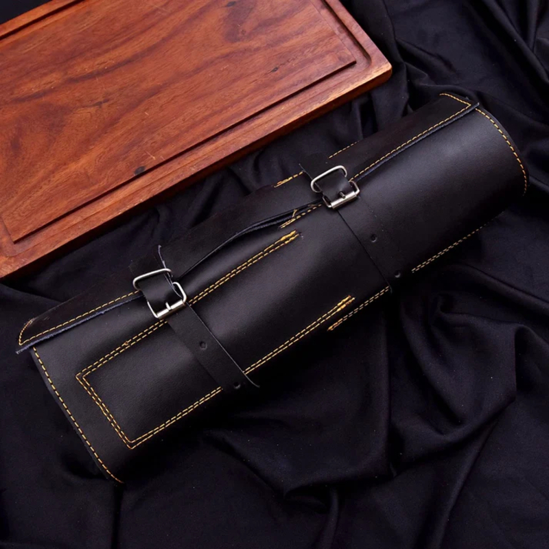 Custom Handmade Culinary Chef Knife Set – 8 Piece Damascus Kitchen Knives with Turquoise Resin Handles & Leather Bag Custom Handmade Culinary Chef Knife Set – 8 Piece Damascus Kitchen Knives with Turquoise Resin Handles & Leather Bag - Image 5