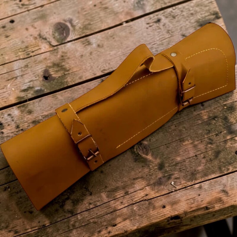 Handmade 5-Piece Damascus Chef Knife Set – Pakkawood & Rosewood Handles with Leather Sheath - Image 5