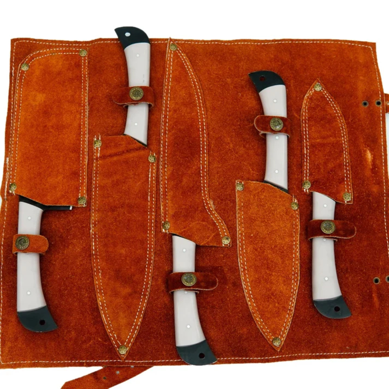 Precision Culinary Knife Kit – 5 Piece Handmade D2 Steel Kitchen Set with Resin Handles & Leather Carry Case - Image 5