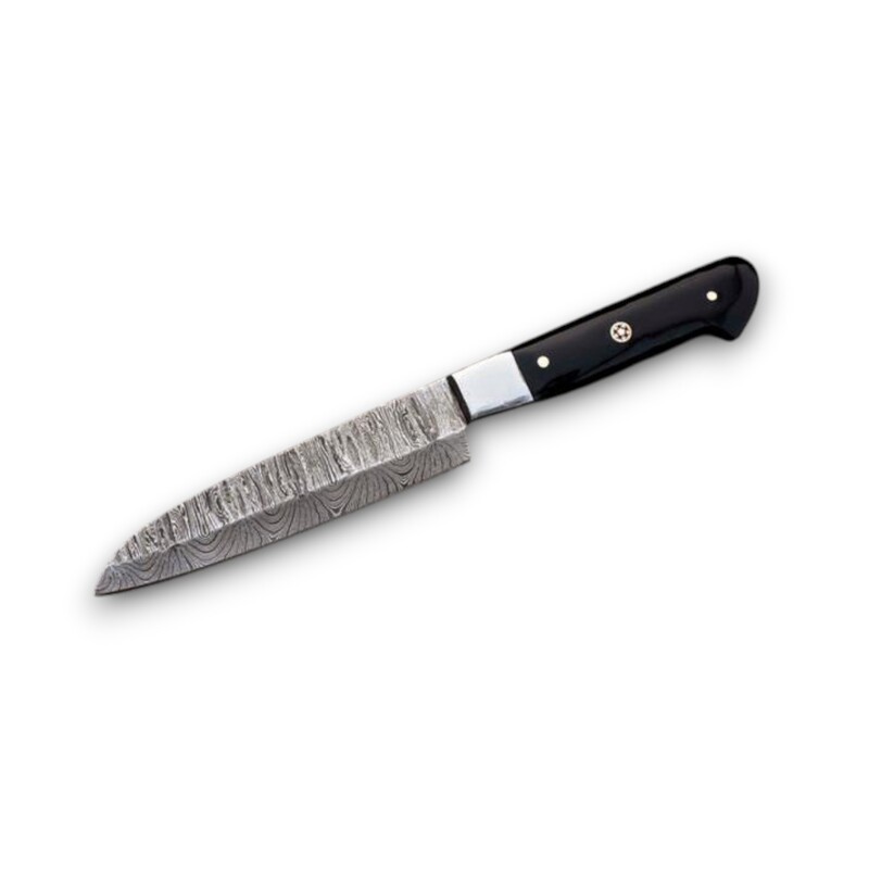 Hand-Forged 5-Piece Damascus Steel Culinary Chef Knife Set – Outdoor & Kitchen Use with Leather Roll Bag Hand-Forged 5-Piece Damascus Steel Culinary Chef Knife Set – Outdoor & Kitchen Use with Leather Roll Bag - Image 5