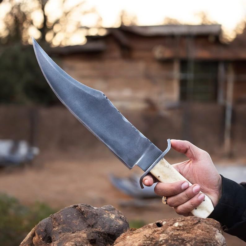 Jim Bowie Iron Mistress Historical Replica Knife 1095 Carbon Steel Full Tang | Utility Knife Historic Inspiration USA Knives Outdoor Knives Bone Handle Leather Sheath Jim Bowie Iron Mistress Historical Replica Knife 1095 Carbon Steel Full Tang | Utility Knife Historic Inspiration USA Knives Outdoor Knives Bone Handle Leather Sheath - Image 5