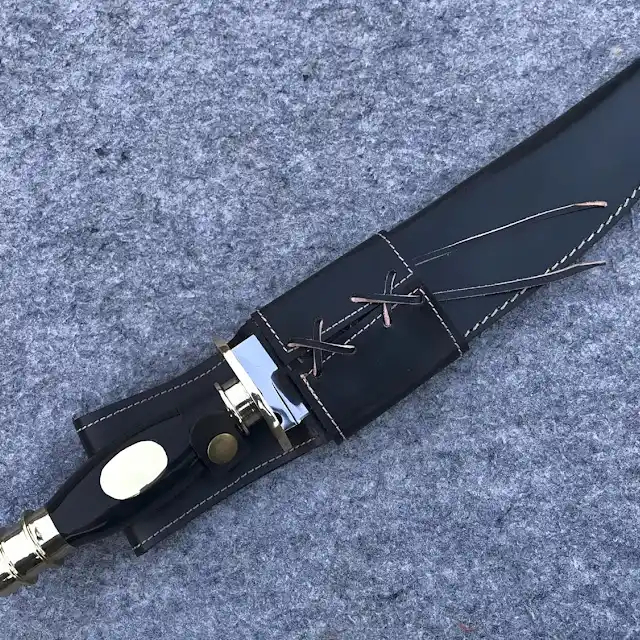 USA Searles Historical Bowie Knife 17" Mirror Polish Blade | Utility Knife Historic Inspiration USA Knives Outdoor Knives Black Resin Handle Brass Guard Leather Sheath USA Searles Historical Bowie Knife 17" Mirror Polish Blade | Utility Knife Historic Inspiration USA Knives Outdoor Knives Black Resin Handle Brass Guard Leather Sheath - Image 5