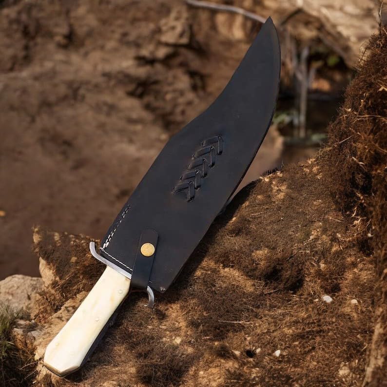 Jim Bowie Iron Mistress Historical Replica Knife 1095 Carbon Steel Full Tang | Utility Knife Historic Inspiration USA Knives Outdoor Knives Bone Handle Leather Sheath Jim Bowie Iron Mistress Historical Replica Knife 1095 Carbon Steel Full Tang | Utility Knife Historic Inspiration USA Knives Outdoor Knives Bone Handle Leather Sheath - Image 6