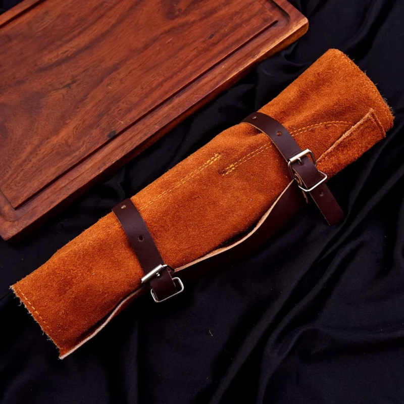 Custom Handmade Culinary Chef Knife Set – 5 Piece Damascus Kitchen Knives with Texas Style Handles & Leather Bag - Image 6