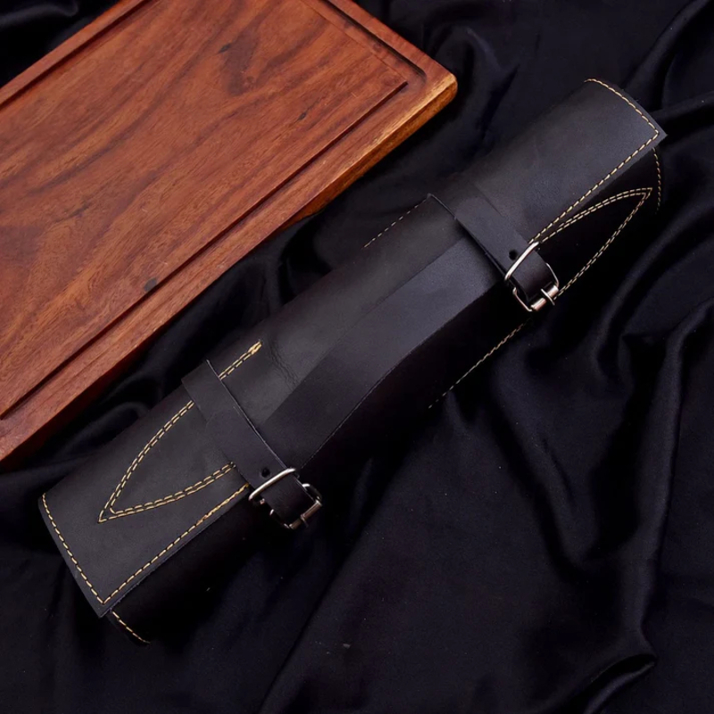 Hand-Forged D2 Steel Chef Knife Set – 5 Piece Kitchen Knives with Ash Wood Handles & Leather Roll Bag - Image 6