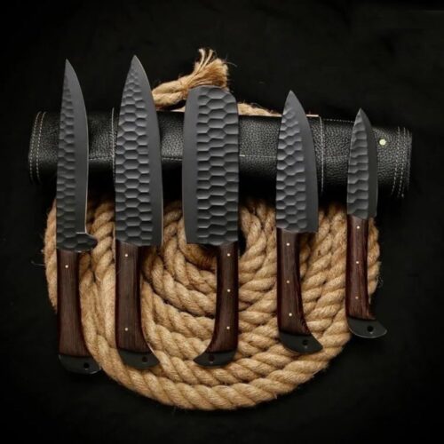 viking knives set, damascus chef knife, kitchen knife set, 5-piece knife set, professional kitchen knives