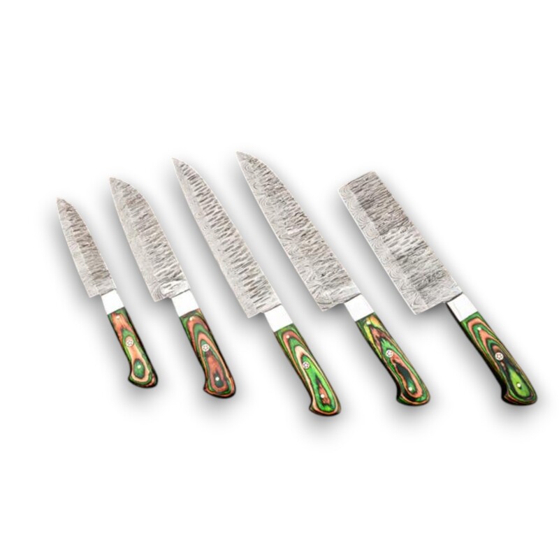 Hand-Forged 5-Piece Damascus Steel Culinary Chef Knife Set – Wood Handles with Leather Roll Bag Hand-Forged 5-Piece Damascus Steel Culinary Chef Knife Set – Wood Handles with Leather Roll Bag - Image 7